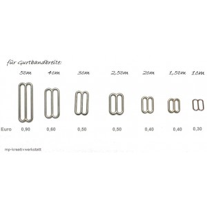 1 Stk Schieber Metall gerundet, zarte Ausführung - Größenwahl 10, 15, 20, 25, 30, 40 oder 50mm